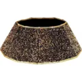 Elegant sparkling gold and brown sequin Christmas tree collar skirt base decoration - Dodecagonal Black Gold Sequin Tree Collar