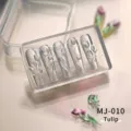 Transparent MJ-010 tulip 3D silicone nail art mold for creating embossed floral manicures - 郁金香款式(MJ-010)