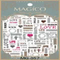 Αυτοκόλλητα νυχιών Magico MG-057 με αγγλικό κείμενο, καρδιές και γεωμετρικά σχέδια - MG-057 Γκράφιτι Καρδιάς Αγγλικά
