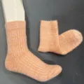 Cozy plush mid-calf socks for women, soft fuzzy winter warm casual socks, peach pink - Orange Pink