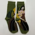 Retro forest style cartoon printed cotton crew socks for women, comfortable daily casual wear. - Style 6