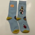 Cute cotton mid-tube socks featuring whimsical fairy tale knitted rabbit and celestial star patterns. - Style 7