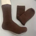 Dicke warme Winter Merinowollsocken einfarbige mittlere Rohrwärmesocken für Damen und Herren - Einheitsgröße / Rotbraun