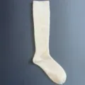 White ribbed knee-high wool blend women socks, comfortable solid color winter daily wear. - White