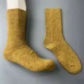 Merino wool mid tube socks solid color daily wear winter warm hiking socks detail view - 36-40 / Ginger 5