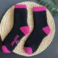 Merino wool winter socks for women, thick warm mid-tube casual striped socks in black pink. - 35-40 / Style 7