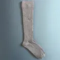 Grey merino wool knee high ribbed socks, solid color daily wear variant, calf length. - Gray