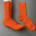 Merino wool socks ribbed mid tube solid orange daily casual thermal warm comfort apparel - 36-40 / Persimmon Red 7