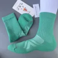 Green merino wool mid-calf sports socks for outdoor hiking and skiing, warm and durable. - 36-41 (S) / Green