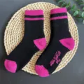 Women merino wool thick warm mid tube socks with contrast color stripe design cozy winter wear - 35-40 / Style 8