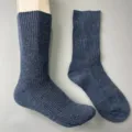 Close-up of dark blue ribbed merino wool knit socks, showing fine texture and daily comfort. - 36-40 / Deep Blue 10