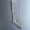 Gray ribbed knee-high wool blend women socks solid color casual long sock variant - Light Gray