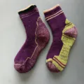 Close-up of thickened merino wool hiking socks with loop cushion sole and ribbed cuff detail. - 36-42 / 4
