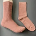 Merino wool knit ribbed mid-tube socks detail view, soft solid color everyday wear. - 36-40 / Lotus Pink 11