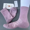 Purple merino wool crew socks in 76% wool, half-towel sole for outdoor sports and hiking. - 36-41 (S) / Purple