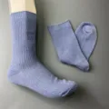 Merino wool knit mid-calf socks detail showing ribbed cuff and soft texture close up. - 36-40 / Blue 13