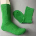 Merino wool green socks detail, solid ribbed mid-tube design, soft knit winter hiking socks. - 36-40 / Green 14