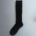 Black ribbed knee high merino wool long socks for women, solid color winter warm hosiery. - Black