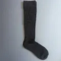 Dark grey ribbed knee-high wool blend women socks solid color vertical stripe calf hosiery - Dark Gray
