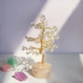 Arbre de vie en cristal naturel fait main avec des éclats de quartz dans un bol en verre - Cristal blanc / 17cm