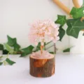 Natural rose quartz life tree ornament with rustic wooden log base for home decor - Rose Quartz / 13cm Version