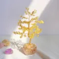 Árbol de la vida de cristal natural con ramas de alambre dorado decorativo - Citrino / 17cm