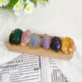 Close-up of raw natural crystals mounted on a wooden base with USB power connection - 15cm / N0.1 Crystal Lamp