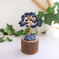 Handmade Lapis Lazuli Tree of Life with natural wood stump base for home decor - Lapis Lazuli / 13cm Version