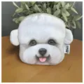 Dettaglio del portamonete creativo con stampa 3D Bichon Frise, cerniera e targhetta laterale - Teddy Bianco