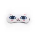 Close-up of a cute cartoon cat eye mask with blue eyes and pink cheeks for sleeping - White Cat Style (Without Ice Pack)