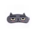 Detail shot of a gray cartoon cat eye mask with soft plush fabric and grumpy expression - Grey Cat Style (Without Ice Pack)