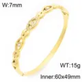 Gouden Roestvrij Stalen Boze Oog Armband Geometrische Strass Manchet 60x49mm - Boze Oog Geometrische Stijl / 7mm Breedte