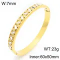 Gouden roestvrijstalen geometrische strass armband met baguette stenen model variant - Baton Strass Pave Stijl / 7mm Breedte
