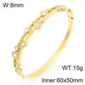 Gouden Titanium Stalen Armband Armreif met Zirkoon Geometrische Veer Open Manchet Vrouwen - Dubbel Spoor Strass Persoonlijkheidsstijl