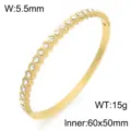 Gouden titanium staal strass geometrische armreif armband, elegante veer manchet dames sieraden. - Fijne Pave Strass Stijl