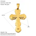 Stainless steel 18K gold plated double layer cross pendant men hip hop retro jewelry - SP1029G