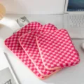 Soft pink checkered knitted laptop sleeve protector for iPad and 13-inch tablets - 11" / Red White Plaid