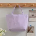 Elegante bolso tote de rayas moradas y blancas con gran capacidad y estilo retro de verano - Púrpura
