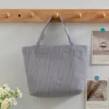 Bolso tote de rayas vintage de gran tamaño para las compras de verano y uso diario - Negro y Blanco