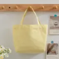 Yellow and white vertical striped fabric tote bag for summer beach or shopping - Yellow