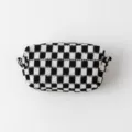 Classic black and white checkerboard knitted cosmetic bag with soft wool yarn texture - 16*9*7cm / Black and White Plaid