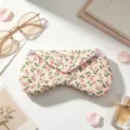 Funda de tela para gafas con estampado de rosas rosas y cierre de botón de corazón - Rosa Floral