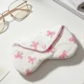 Lindo estuche de gafas de tela blanca con lazos rosas y cierre de botón de corazón - Lazo Grande Blanco
