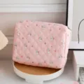 Neceser rosa acolchado con dibujos de conejitos para viaje y almacenamiento de maquillaje - Conejito Rosa