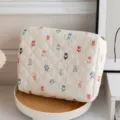 Bolsa de cosméticos acolchada crema con coloridos patrones de dibujos animados - Personaje de dibujos animados