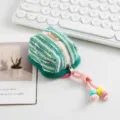 Funda de tweed verde para auriculares con cordón rosa para inalámbricos - Verde