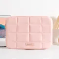 Pink quilted 14-inch laptop sleeve with minimalist grid pattern design - 14" / Pink