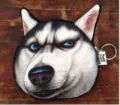 Detailed view of the realistic Husky print coin purse featuring textured fur and zipper - Husky / Husky Black
