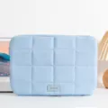 Light blue quilted 14-inch laptop sleeve protective storage case with grid pattern - 14" / Blue