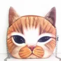 Bolso bandolera de cadena con forma de cabeza de gato atigrado naranja realista - Naranja Cálido (大小眼)
